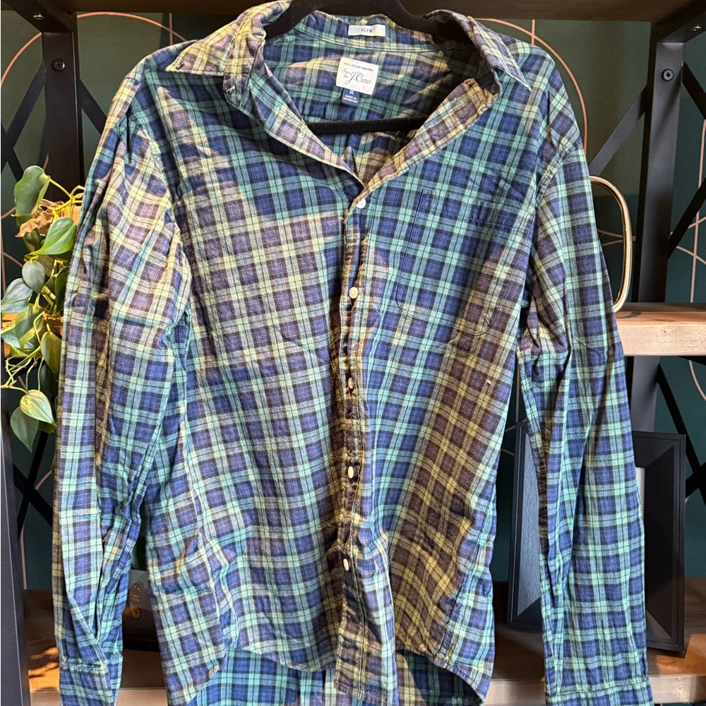 Plaid Button-Up Shirt